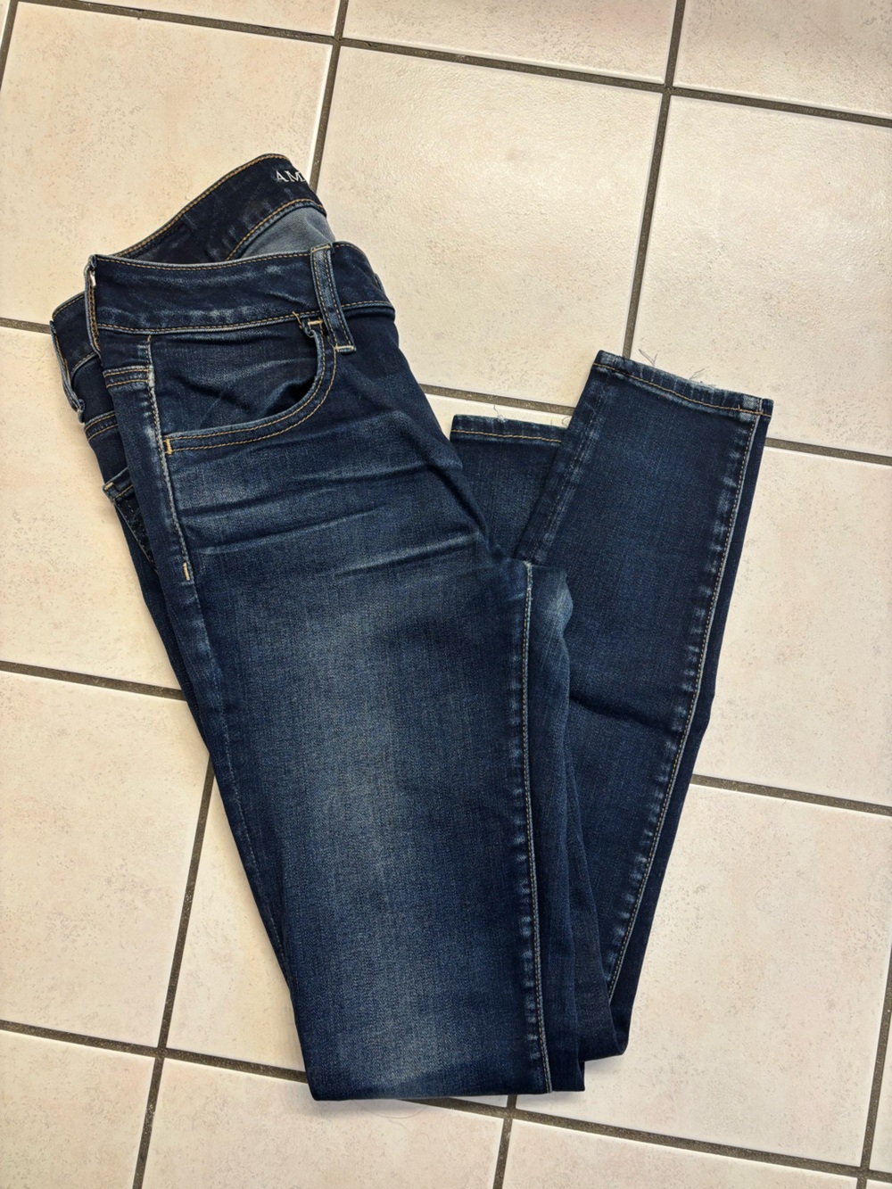 American Eagle Dark Indigo Straight Super Stretch 4 short jeans jegging